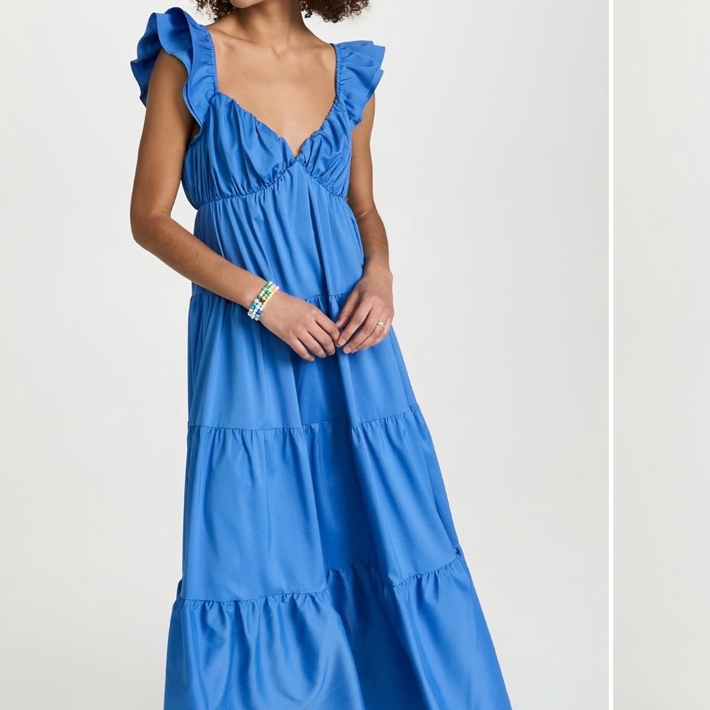 NWT English Factory Blue Ruffle Sleeve Maxi